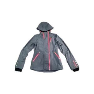 Athleta Women's Size S Grey Pink Hard Shell Fleece Lined Zip Up Hooded Jacket C4